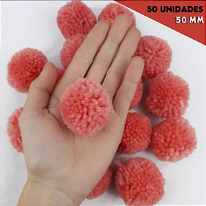 Pom Pom De Lã Fofinho - 50mm - Pct C/50 Unid. COR: CORAL-816