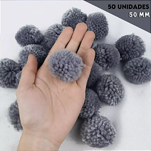 Pom Pom De Lã Fofinho - 50mm - Pct C/50 Unid. COR: CINZA-ESCURO-307