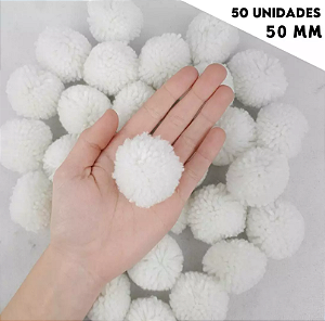 Pom Pom De Lã Fofinho - 50mm - Pct C/50 Unid. COR: BRANCO-101