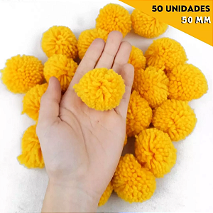 Pom Pom De Lã Fofinho - 50mm - Pct C/50 Unid. COR: AMARELO-OURO-110