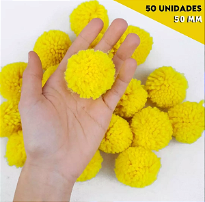 Pom Pom De Lã Fofinho - 50mm - Pct C/50 Unid. COR: AMARELO-CANARIO-106