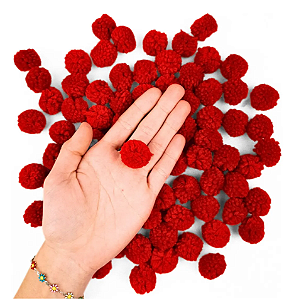 Pom Pom De Lã Fofinho - 25mm - Pct C/100 Unid. COR: VERMELHO-145