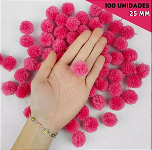 Pom Pom De Lã Fofinho - 25mm - Pct C/100 Unid. COR: PINK-312