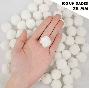 Pom Pom De Lã Fofinho - 25mm - Pct C/100 Unid. COR: BRANCO-101