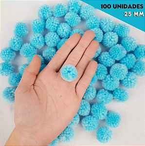Pom Pom De Lã Fofinho - 25mm - Pct C/100 Unid. COR: AZUL-BEBE-177