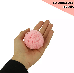 Pom Pom De Lã Fofinho - 60mm - Pct C/50 Unid. COR: ROSA-CANDY-133