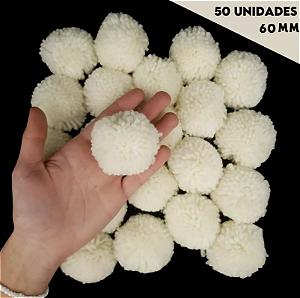 Pom Pom De Lã Fofinho - 60mm - Pct C/50 Unid. COR: NATURAL-296