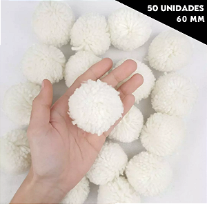 Pom Pom De Lã Fofinho - 60mm - Pct C/50 Unid. COR: BRANCO-101