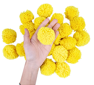 Pom Pom De Lã Fofinho - 60mm - Pct C/50 Unid. COR: AMARELO-CANARIO-106