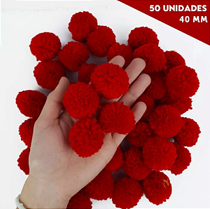 Pom Pom De Lã Fofinho - 40mm - Pct C/50 Unid. COR: VERMELHO-145