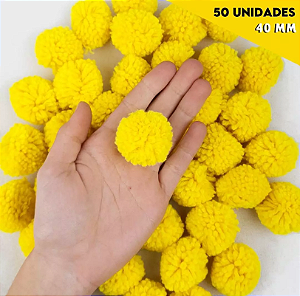 Pom Pom De Lã Fofinho - 40mm - Pct C/50 Unid. COR: AMARELO-CANARIO-106