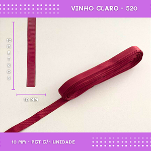 Fita de Gorgurão P/Laços - Nº2 (10mm) - COR:VINHO-CLARO-520