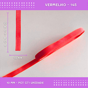 Fita de Gorgurão P/Laços - Nº2 (10mm) - COR:VERMELHO-145
