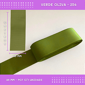 Fita de Gorgurão P/Laços - Nº9 (38mm) - COR:VERDE-OLIVA-254