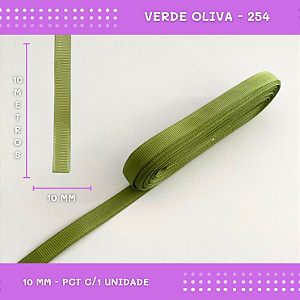 Fita de Gorgurão P/Laços - Nº2 (10mm) - COR:VERDE-OLIVA-254