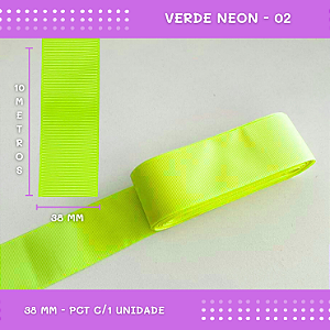 Fita de Gorgurão P/Laços - Nº9 (38mm) - COR:VERDE-NEON-02
