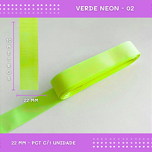 Fita de Gorgurão P/Laços - Nº5 (22mm) - COR:VERDE-NEON-02