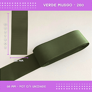 Fita de Gorgurão P/Laços - Nº9 (38mm) - COR:VERDE-MUSGO-260