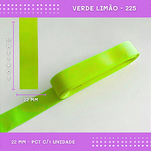 Fita de Gorgurão P/Laços - Nº5 (22mm) - COR:VERDE-LIMAO-225