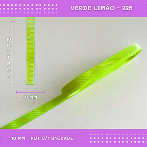 Fita de Gorgurão P/Laços - Nº2 (10mm) - COR:VERDE-LIMAO-225