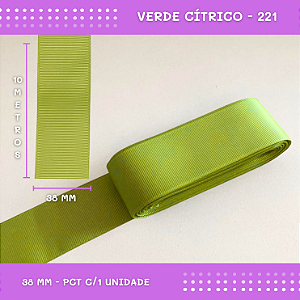 Fita de Gorgurão P/Laços - Nº9 (38mm) - COR:VERDE-CITRICO-221