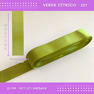 Fita de Gorgurão P/Laços - Nº5 (22mm) - COR:VERDE-CITRICO-221