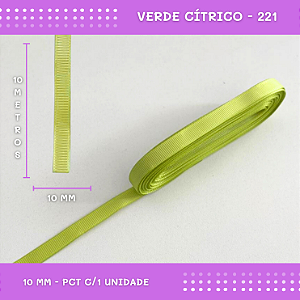 Fita de Gorgurão P/Laços - Nº2 (10mm) - COR:VERDE-CITRICO-221