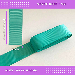 Fita de Gorgurão P/Laços - Nº9 (38mm) - COR:VERDE-BEBE-193