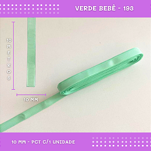 Fita de Gorgurão P/Laços - Nº2 (10mm) - COR:VERDE-BEBE-193