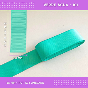 Fita de Gorgurão P/Laços - Nº9 (38mm) - COR:VERDE-AGUA-191