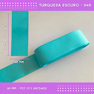 Fita de Gorgurão P/Laços - Nº9 (38mm) - COR:TURQUESA-ESCURO-349