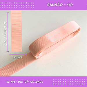 Fita de Gorgurão P/Laços - Nº5 (22mm) - COR:SALMAO-147