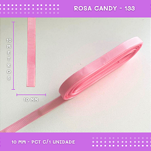 Fita de Gorgurão P/Laços - Nº2 (10mm) - COR:ROSA-CANDY-133
