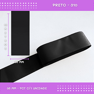 Fita de Gorgurão P/Laços - Nº9 (38mm) - COR:PRETO-310