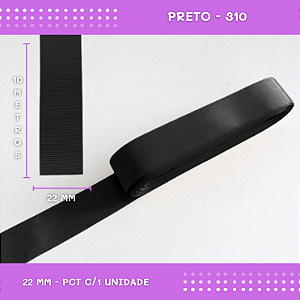 Fita de Gorgurão P/Laços - Nº5 (22mm) - COR:PRETO-310