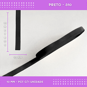 Fita de Gorgurão P/Laços - Nº2 (10mm) - COR:PRETO-310