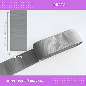 Fita de Gorgurão P/Laços - Nº9 (38mm) - COR:PRATA