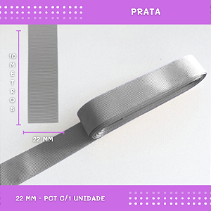 Fita de Gorgurão P/Laços - Nº5 (22mm) - COR:PRATA