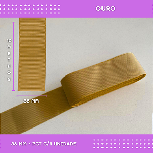 Fita de Gorgurão P/Laços - Nº9 (38mm) - COR:OURO