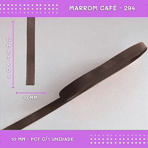Fita de Gorgurão P/Laços - Nº2 (10mm) - COR:MARROM-CAFE-294