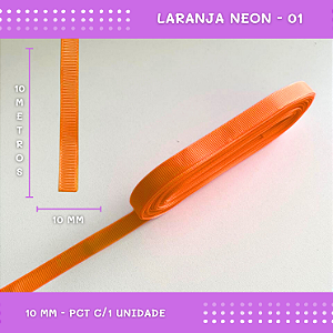 Fita de Gorgurão P/Laços - Nº2 (10mm) - COR:LARANJA-NEON-01