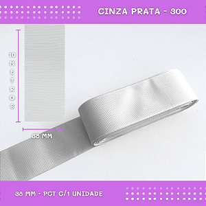 Fita de Gorgurão P/Laços - Nº9 (38mm) - COR:CINZA-PRATA-300