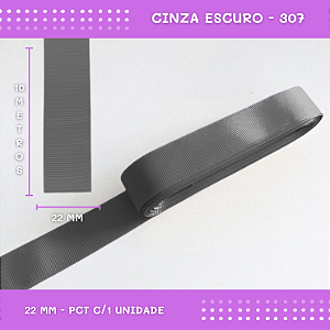 Fita de Gorgurão P/Laços - Nº5 (22mm) - COR:CINZA-ESCURO-307