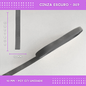 Fita de Gorgurão P/Laços - Nº2 (10mm) - COR:CINZA-ESCURO-307