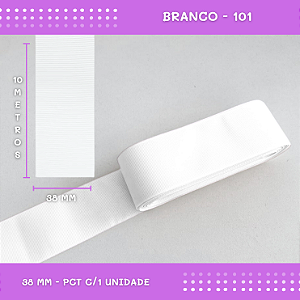 Fita de Gorgurão P/Laços - Nº9 (38mm) - COR:BRANCO-101