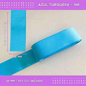 Fita de Gorgurão P/Laços - Nº9 (38mm) - COR:AZUL-TURQUESA-199