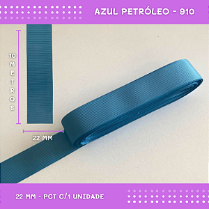 Fita de Gorgurão P/Laços - Nº5 (22mm) - COR:AZUL-PETROLEO-910