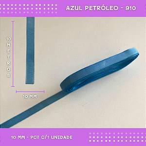 Fita de Gorgurão P/Laços - Nº2 (10mm) - COR:AZUL-PETROLEO-910