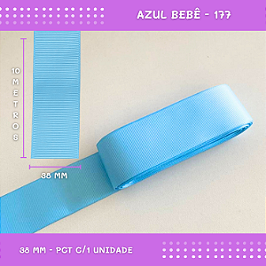 Fita de Gorgurão P/Laços - Nº9 (38mm) - COR:AZUL-BEBE-177