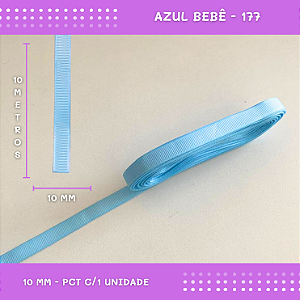 Fita de Gorgurão P/Laços - Nº2 (10mm) - COR:AZUL-BEBE-177